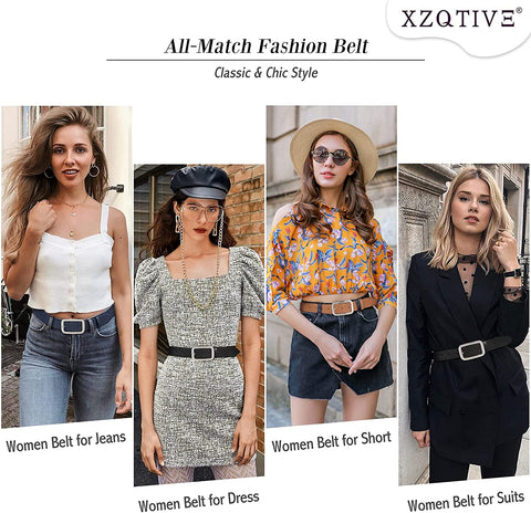 Women Leather Belts for Jeans Pants Fashion Ladies Dress Belt with Solid Pin Buckle