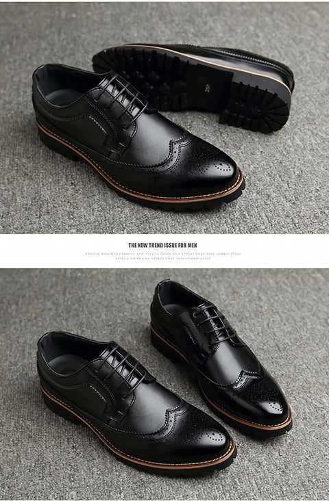 QZHIHE Men's Classic Modern Oxford Wingtip Lace Dress Shoes