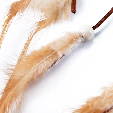 Hippie Feather Headband Indian headband - Handmade Feather Lightweight Indian Fashionable Style Headband (White)