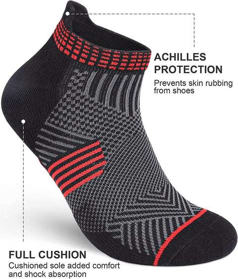 PAPLUS Ankle Compression Socks 3 Pairs for Men and Women, Low Cut Running Athletic Socks with Arch Support