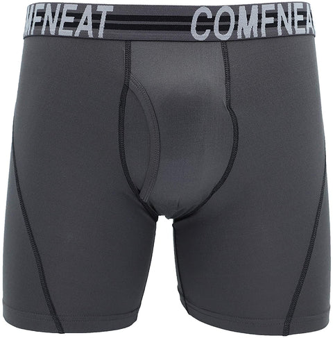 Men's Sport Boxer Briefs Performance Underwear with Fly 4-Pack