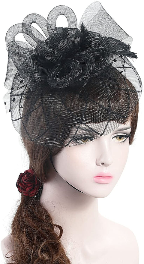 AWAYTR Fascinator Hat Mesh Flower Headwear Tea Party Hats for Woman Mesh Derby Church Cap