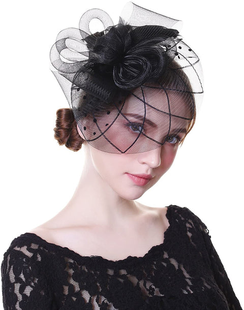 AWAYTR Fascinator Hat Mesh Flower Headwear Tea Party Hats for Woman Mesh Derby Church Cap