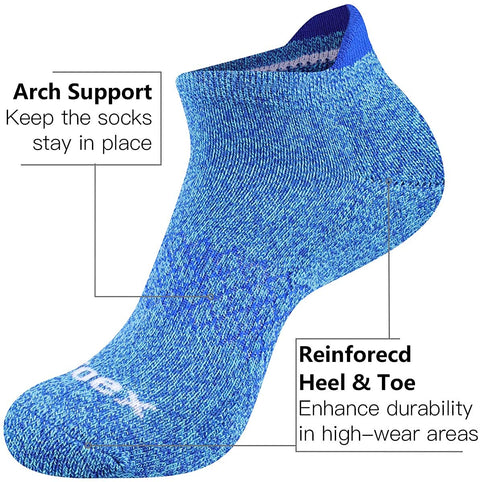 Womens Ankle Socks Cotton 6 Pairs Athletic Running Cushioned Socks With Tab