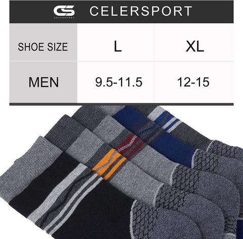 CS CELERSPORT 4 Pack Men's Merino Wool Hiking Socks with Cushion Warm Winter Thermal Boot Crew Socks