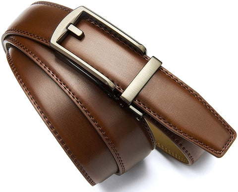 Kids Belts for Boys, Chaoren Leather Ratchet Belt 1.25" Comfort with Click Buckle, Adjustable Trim to Fit