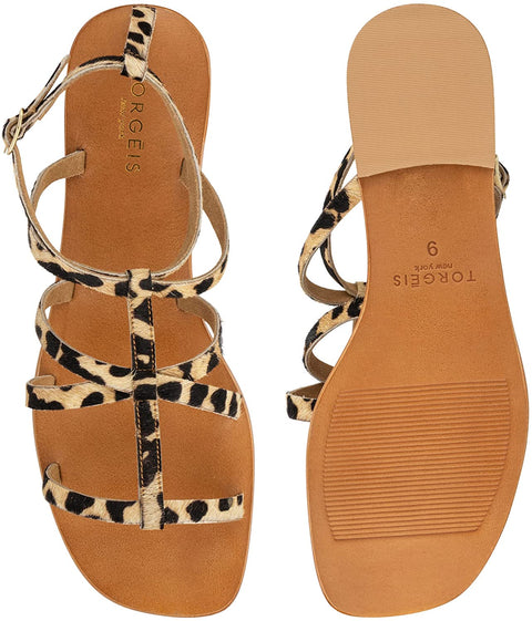 Torgeis Women's Syrene Gladiator Slingback Ankle Strap Flats Sandals, Round Open Toe, Rubber Outsole