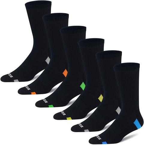 Men's 6-Pack Performance Cushioned Athletic Crew Socks