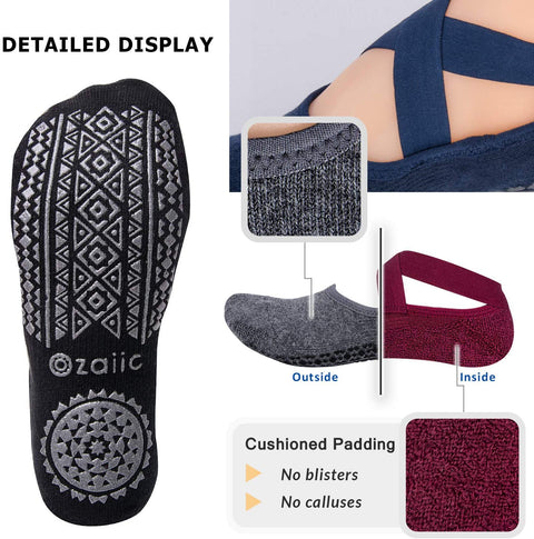 Ozaiic Non Slip Socks for Yoga Pilates Barre Fitness Hospital Socks for Women