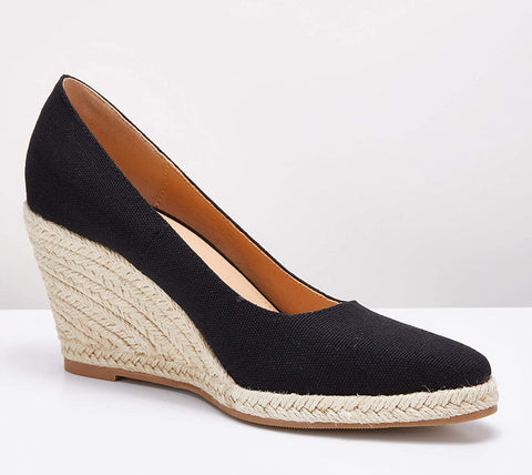 Ruanyu Womens Platform Espadrilles Wedge Sandals Slip On Closed Toe Wedge Pumps Shoes Black
