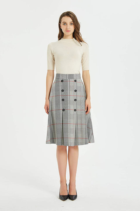 Womens High Waist A Line Button Front Winter Fall Midi Skirt