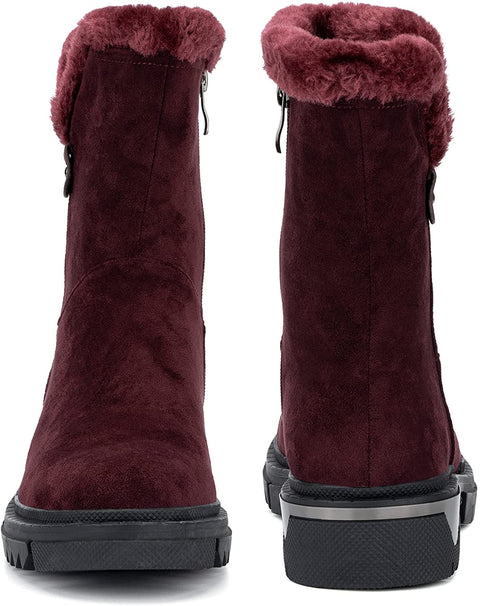 Torgeis Women’s Courtney Fashion Micro Suede Textile, Slip-On Zipper Ankle Chunky Boots, Round-Toe, Thermoplastic Rubber Outsole