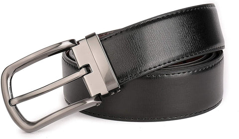 Beltox Fine Men’s Dress Leather Belts 1.25” Wide with Classic Black Alloy Buckle Casual Belt for Jeans (Black/Brown, 34-36)