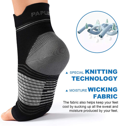 Plantar Fasciitis Sock (6 Pairs) for Men and Women, Compression Foot Sleeves with Arch and Ankle Support (Black, Large)