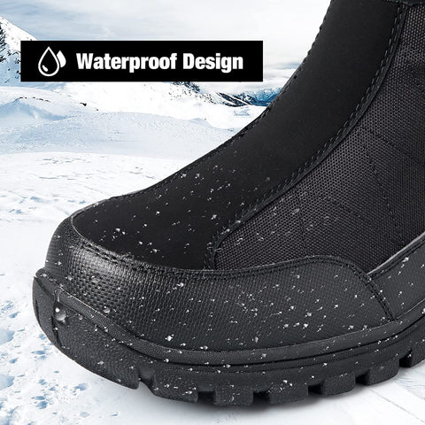 mysoft Mens Insulated Winter Snow Boots Waterproof Fur Lined Short Hiking Boot Warm Outdoor Shoes Anti-slip Lightweight Ankle Boot