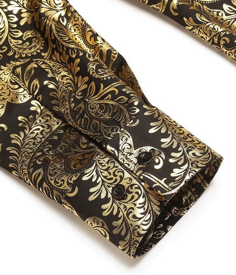 Men's Luxury Design Shirts Floral Dress Shirt Casual Button Down Shirts