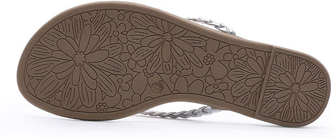 EETTARO Women's Braided Strappy Thong Flip Flops Slip-On Beach Sandals Casual Plaited Leather Slippers