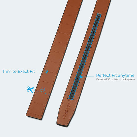 CHAOREN Ratchet Belt Replacement Strap 1 3/8”, Genuine Leather Belt Casual for 40MM Slide Click Buckle