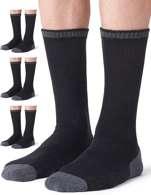 CS CELERSPORT 4 Pair Men's Merino Wool Hiking Socks Warm Boot Socks with Full Cushion Thermal Crew Socks