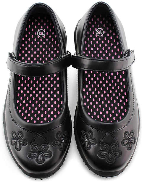 Girls Mary Jane Dress Shoes Strap School Uniform Flats