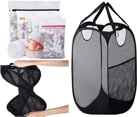 BAGAIL Set of 7 Honeycomb Mesh Laundry Bags+77L Mesh Pop up Laundry Hamper