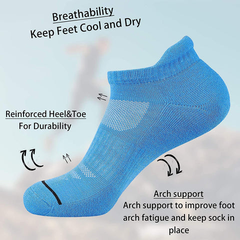 Mens Athletic Low Cut Ankle Socks Cushioned Running Sports Sock for Men 6 Pack