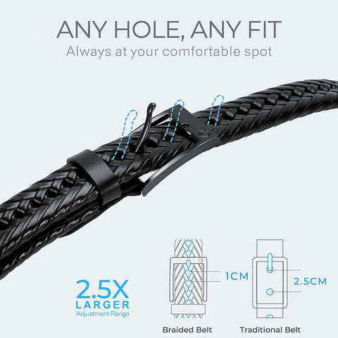 Mens Braided Belt, Braided Leather Belts for Men 1 1/8", CHAOREN Woven Belt Dress and Casual in Gift Box
