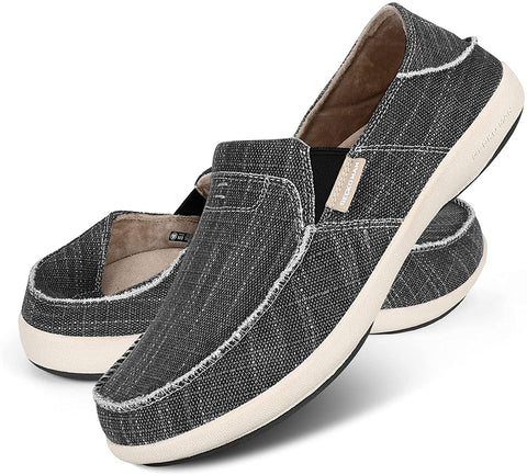 Slip On Shoes for Men, Plantar Fasciitis Canvas Loafer Shoes with Arch Support, Orthopedic Casual Non Slip Shoes with Rubber Sole