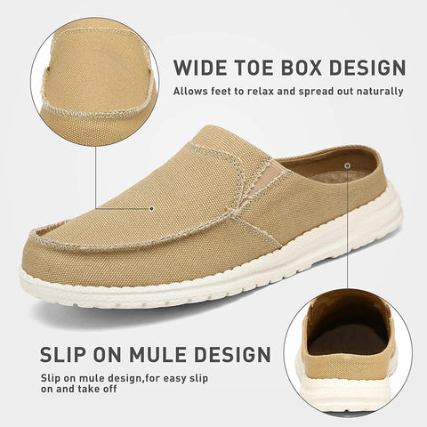 Mishansha Mens Canvas Mules Comfort House Slippers Lightweight Slip on Walking Shoes Casual Loafers