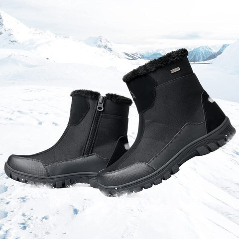 mysoft Mens Insulated Winter Snow Boots Waterproof Fur Lined Short Hiking Boot Warm Outdoor Shoes Anti-slip Lightweight Ankle Boot