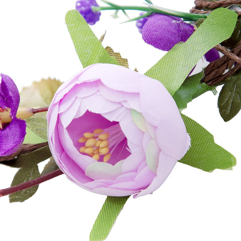 Flower Crown Headband Floral Headpiece - AWAYTR Women Girl Bohemia Adjustable Tree Rattan Leaf Flower Garland Hair Wreath Wedding photography Decoration (Purple)