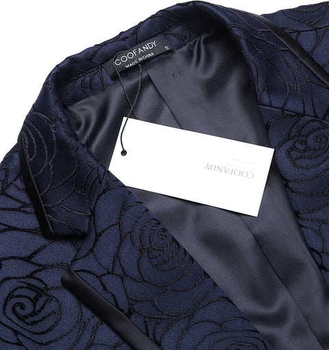 Men's Floral Suit Jacket Embroidered Wedding Blazer Party Dinner Tuxedo
