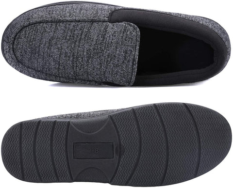 mysoft Men's House Slippers Memory Foam Classic Moccasin Slip on Shoes Anti-Slip Sole Indoor Outdoor