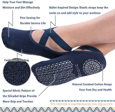Ozaiic Non Slip Socks for Yoga Pilates Barre Fitness Hospital Socks for Women