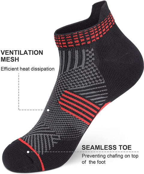 PAPLUS Ankle Compression Socks 3 Pairs for Men and Women, Low Cut Running Athletic Socks with Arch Support