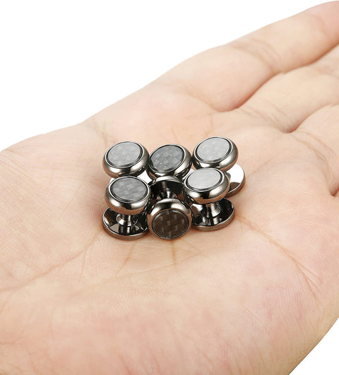 8pcs Men's Carbon Fiber Cufflinks and Shirt Studs Set