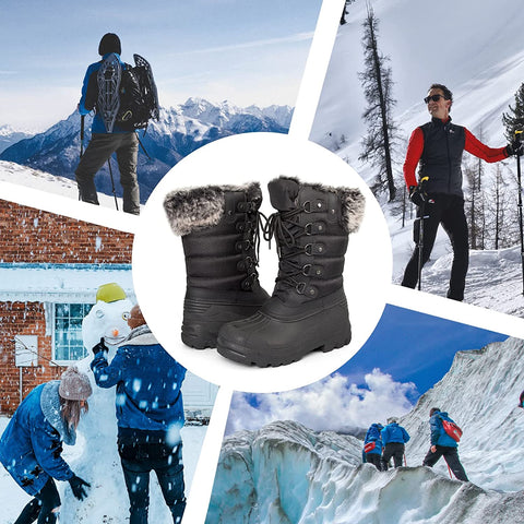 mysoft Women's Snow Boots Warm Insulated Faux Fur Lined Waterproof Mid-Calf Winter Boots
