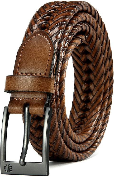 Mens Braided Belt, Braided Leather Belts for Men 1 1/8", CHAOREN Woven Belt Dress and Casual in Gift Box