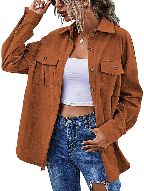 Women's Cotton Lapel Collar Casual Button-Down Shirt