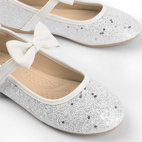 Heel The World Girls Flat Mary Jane Dress Shoes Ballerina Party Flats with Bow