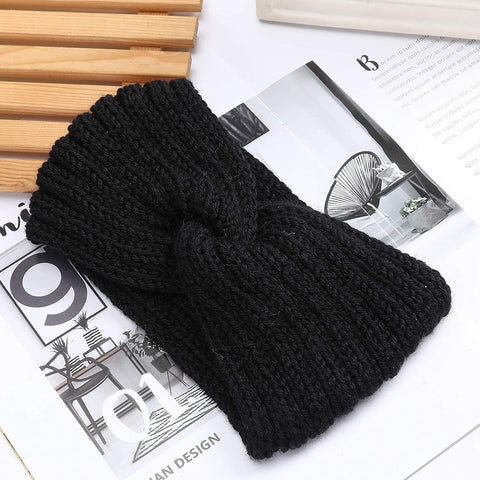 AWAYTR Elastic Knitted Pearl Turban Headband-3 Pcs Woobies Head Wrap Simple Adjust Hair Band for Women Girls (Beige+Ginger+Wine red)