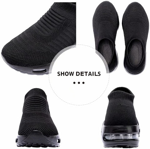 ikunka Women's Walking Shoes Slip-on Sock Shoe Lady Girls Running Shoes Mesh Air Cushion Loafers Fashion Casual Sneakers