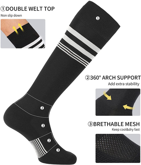 CS CELERSPORT 2 Pack Soccer Socks for Youth Kids, Men and Women Athletic Baseball Softball Football Socks