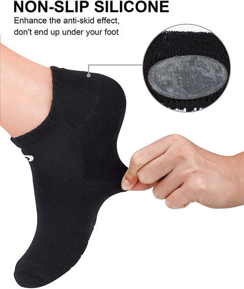PAPLUS Womens and Mens No Show Socks (6 Pairs), Cushioned Running Athletic Low Cut Socks No Slip