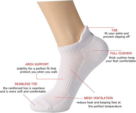 CelerSport Ankle Athletic Running Socks Low Cut Sports Tab Socks for Men and Women (6 Pairs)
