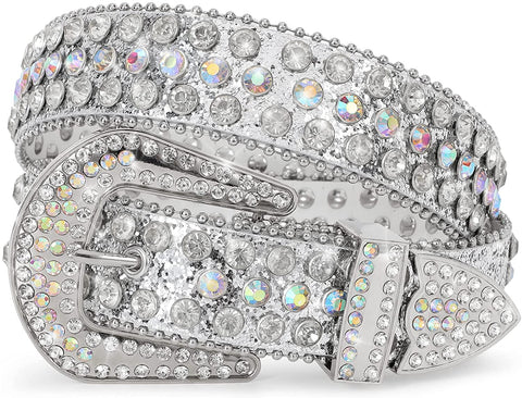 Women’s Rhinestones belt Western Cowgirl Cowboy Bling Studded Leather Belt for Jeans Pants