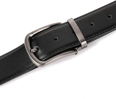 Beltox Fine Men’s Dress Leather Belts 1.25” Wide with Classic Black Alloy Buckle Casual Belt for Jeans (Black/Brown, 34-36)