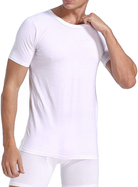 Men's 6-Pack Slim Fit Undershirts 100% Cotton Comfy Crew Neck T-Shirts