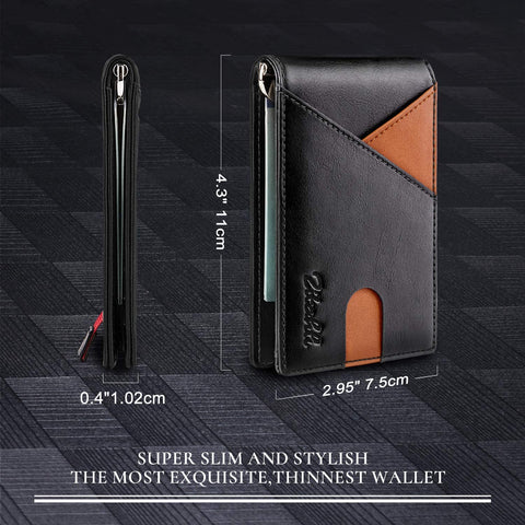 Zitahli Money Clip Wallet-Mens Wallets slim Front Pocket RFID Blocking Card Holder Minimalist Mini Bifold Smart Design