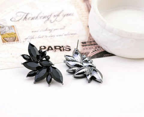 Cluster Crystal Teardrop Flower Design Stud Earrings Fine Jewelry for Women Valentines Day Gifts for Her